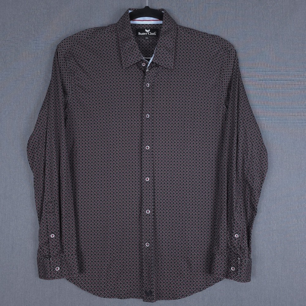Buttercloth Shirt Mens XL Geometric Long‎ Sleeve Button Up Flip Cuff